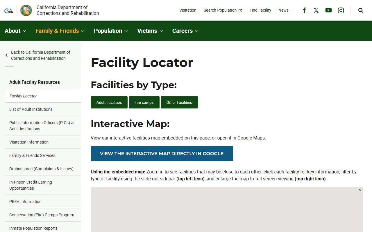 CDCR facility locator for Trinity River Conservation Camp inmate lookup